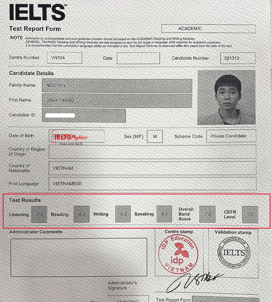 Đ&igrave;nh thắng 7.0 IELTS 
