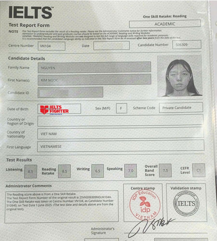 bằng Nguyễn Kim Ngọc 7.0 IELTS