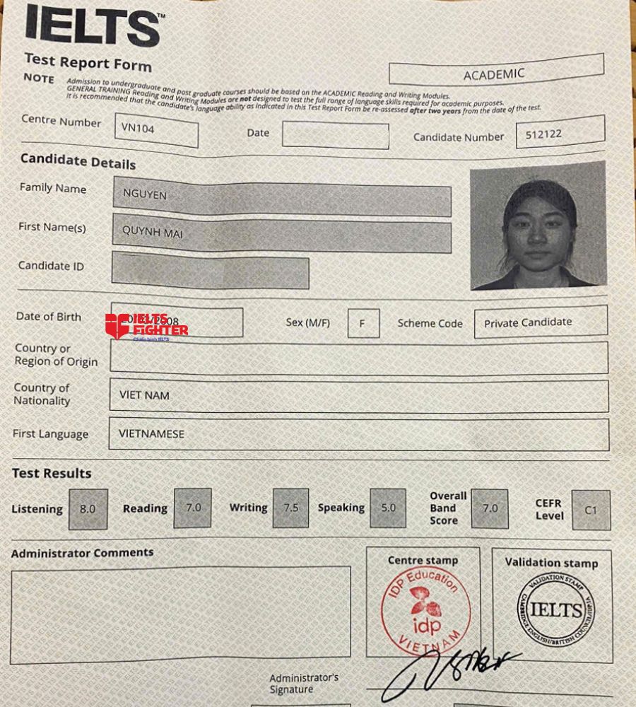 bằng Nguyễn Quỳnh Mai  7.0 IELTS