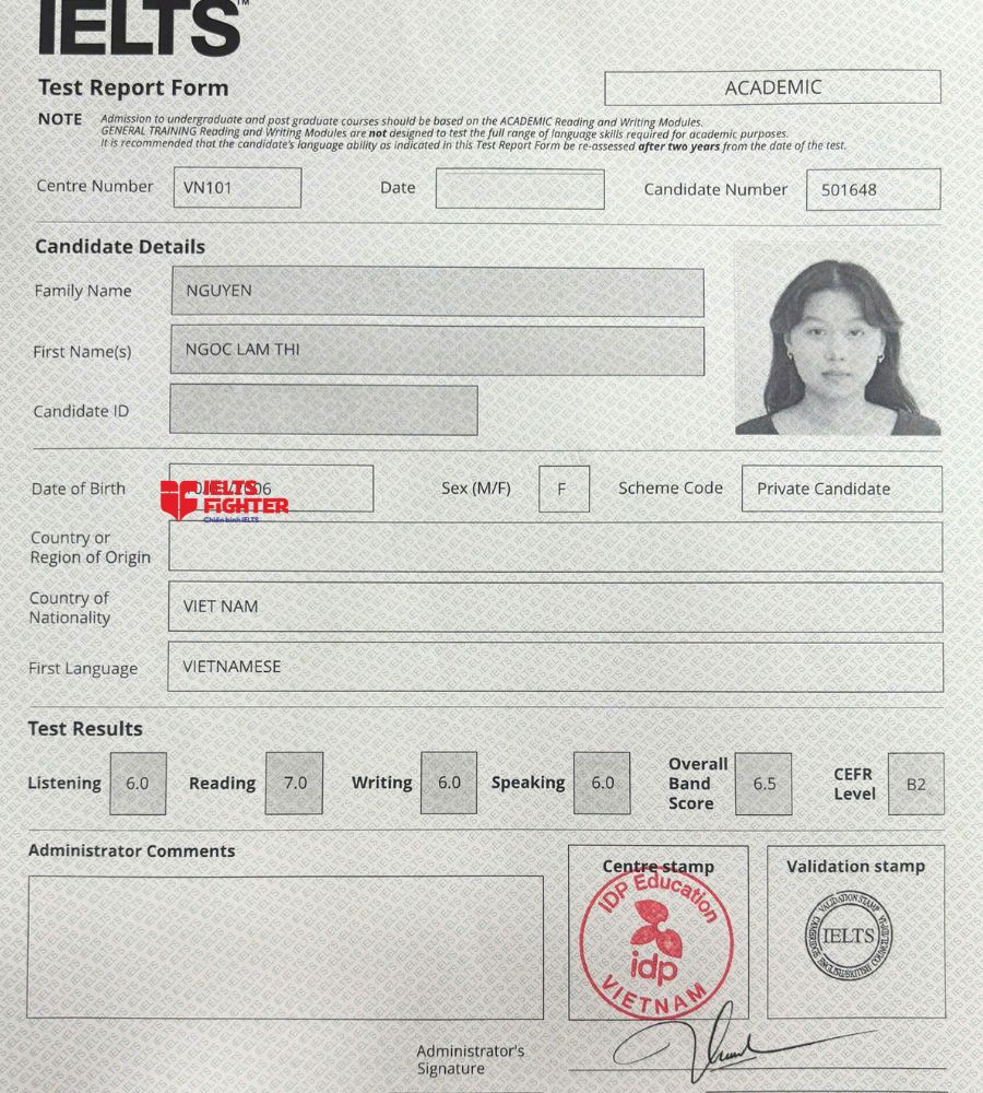 chứng chỉ Nguyễn Ngọc L&acirc;m Thi 7.0 IELTS