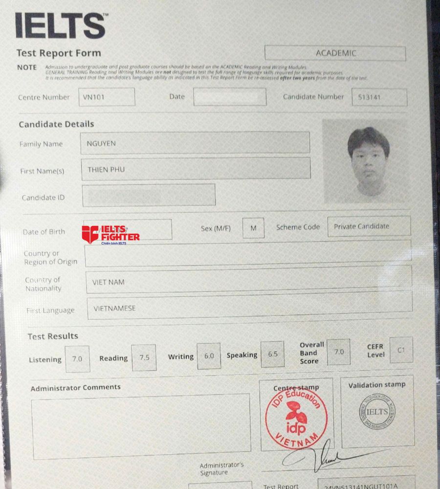 Thi&ecirc;n Ph&uacute; 7.0 IELTS