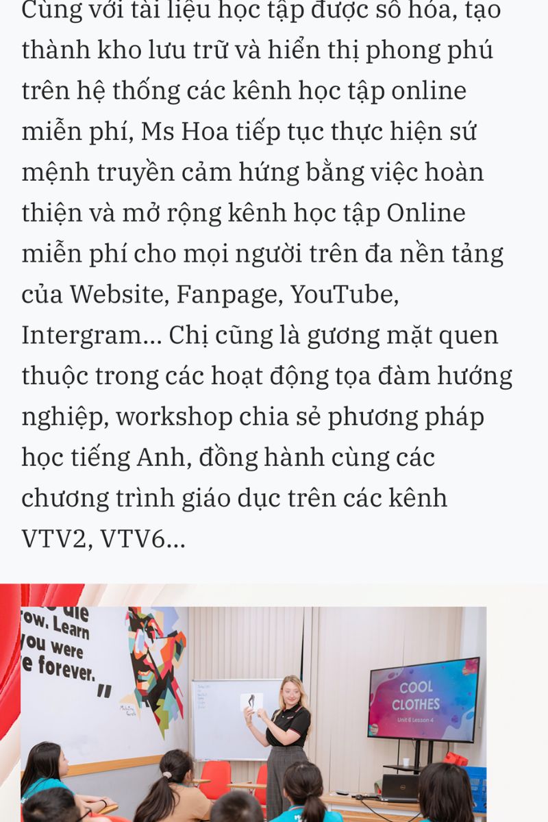 Ms Hoa chia sẻ về cách truyền cảm hứng trong lớp học 7