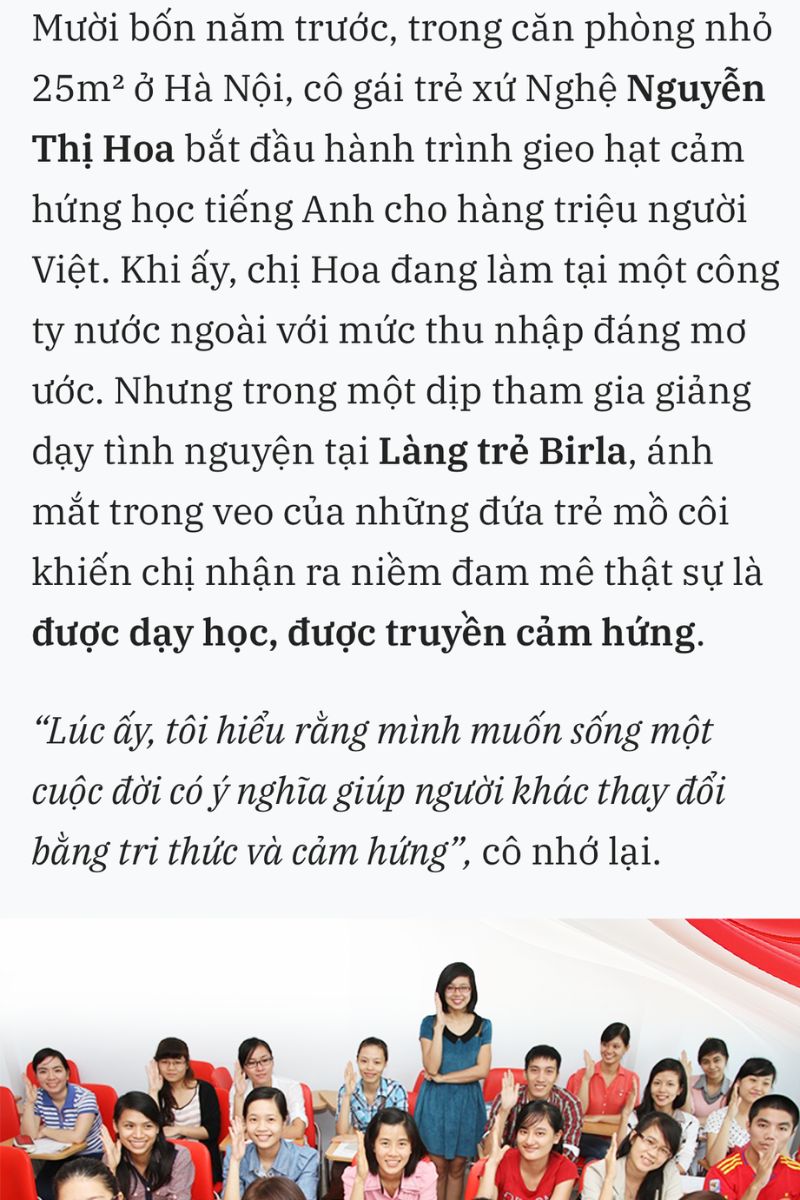 Ms Hoa chia sẻ về cách truyền cảm hứng trong lớp học 2