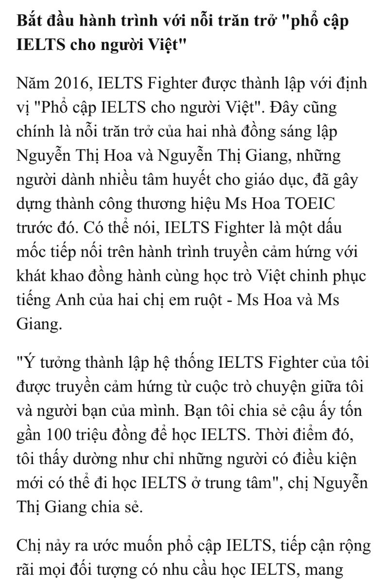 Người đứng sau thành công của hệ thống luyện thi IELTS Fighter 2