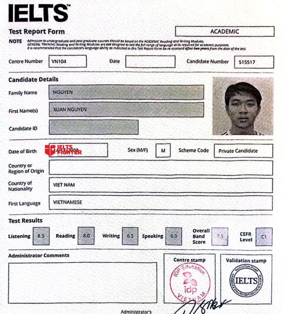 bằng Nguyễn Xu&acirc;n Nguy&ecirc;n 7.0 IELTS