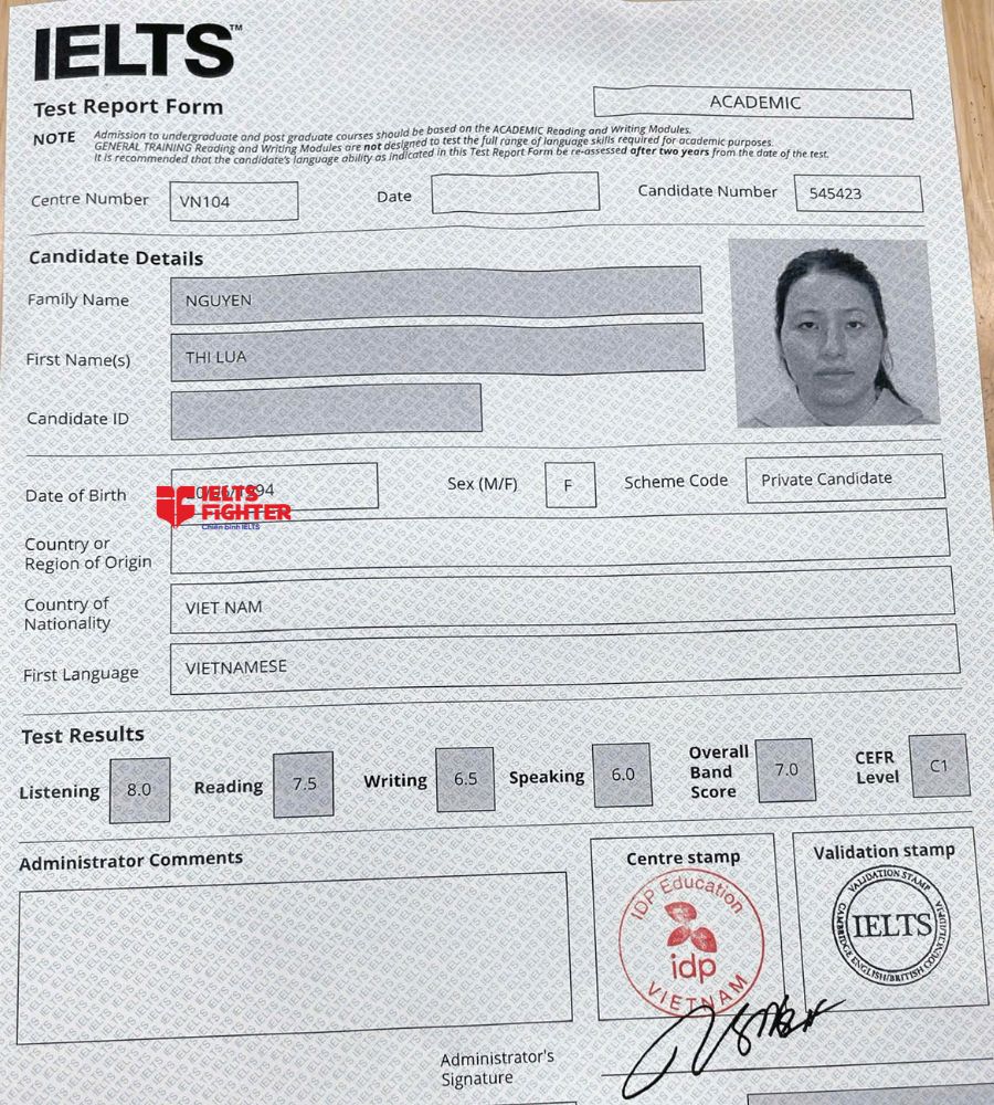 bằng Nguyễn Thị Lụa  7.0 IELTS