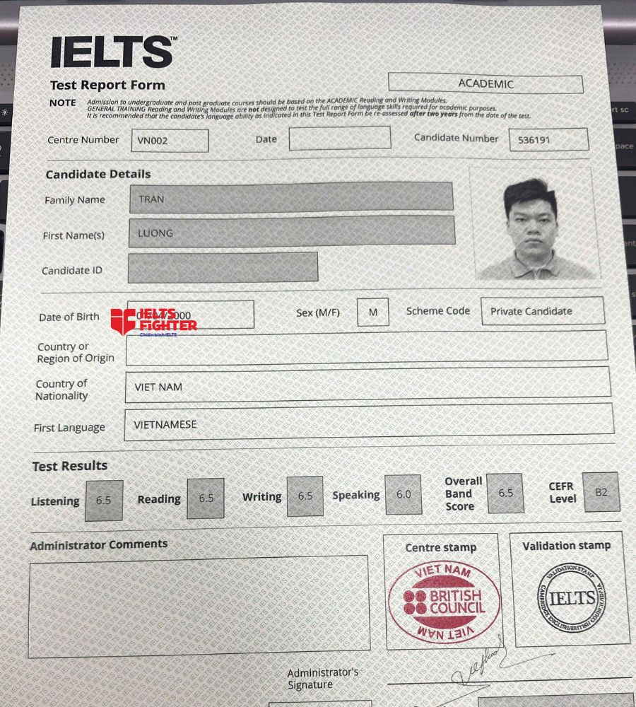 bằng Trần Lương   6.5 IELTS