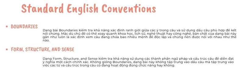 C&aacute;c dạng c&acirc;u hỏi Standard English Conventions