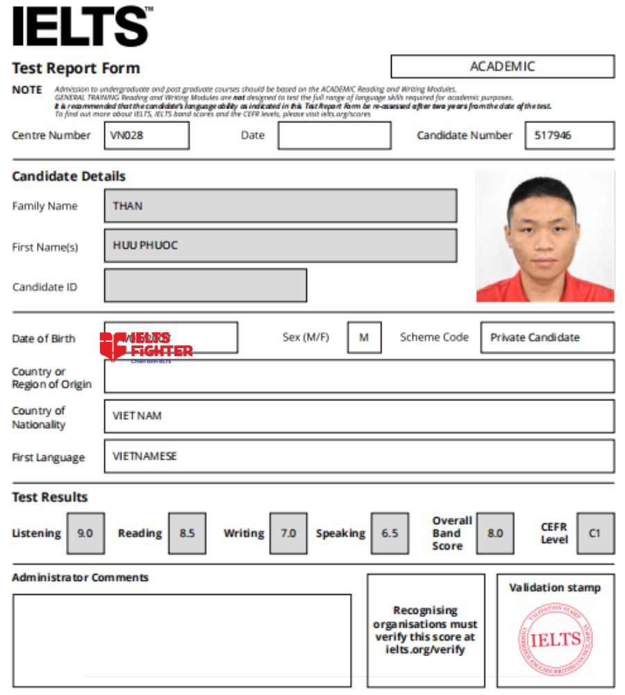Thân Hữu Phước 8.0 IELTS