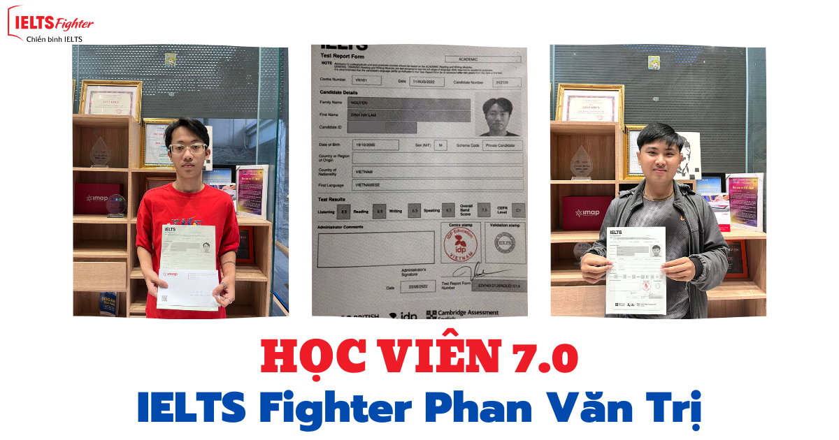 Top 3 học viên đạt 7.0 IELTS cơ sở Phan Văn Trị, Gò Vấp