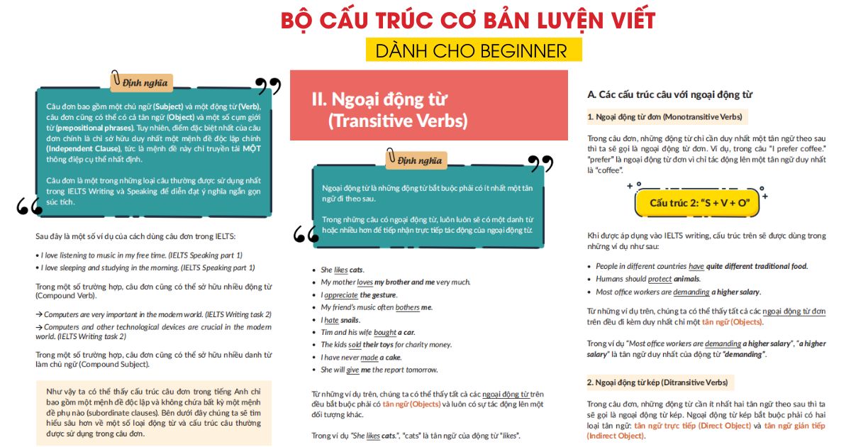 Bộ cấu trúc luyện Writing cho người mới bắt đầu
