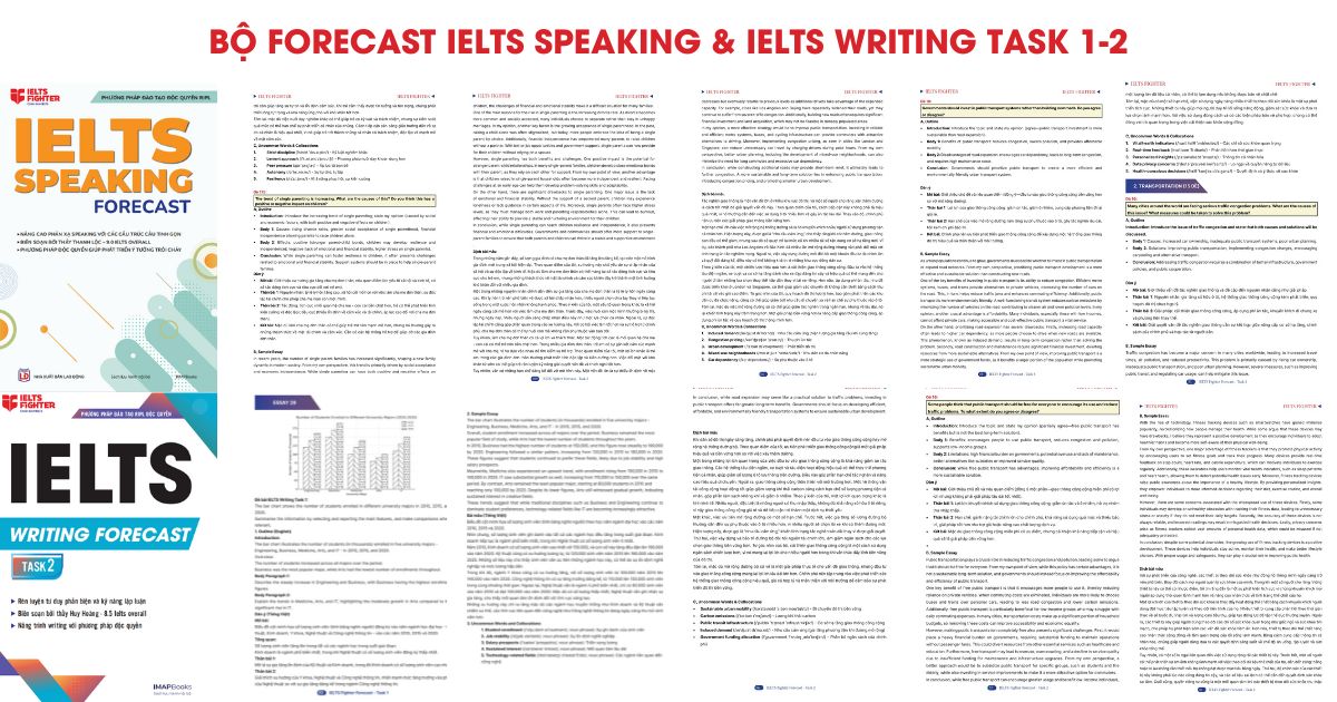 Miniebook sách bài mẫu Speaking + Writing Task 1-2 từ giáo viên 8.5-9.0