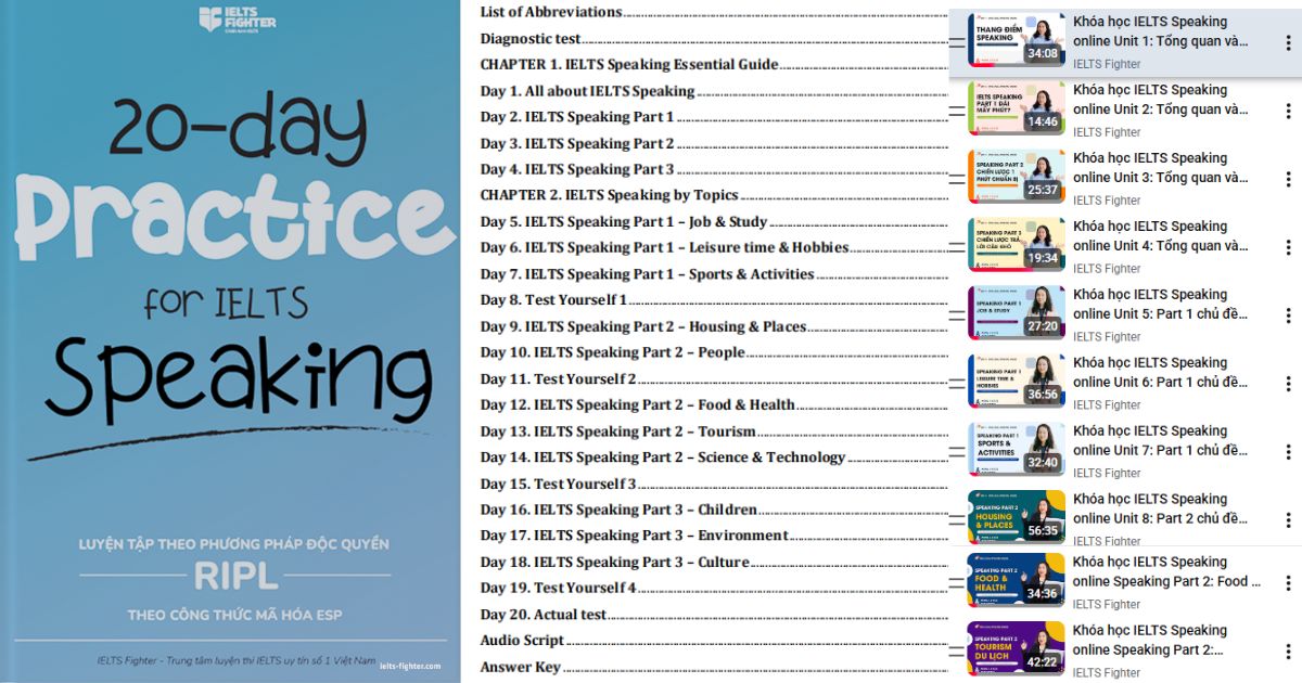 Tải ngay Ebook 20-day Practice for IELTS Speaking kèm video bài giảng hay