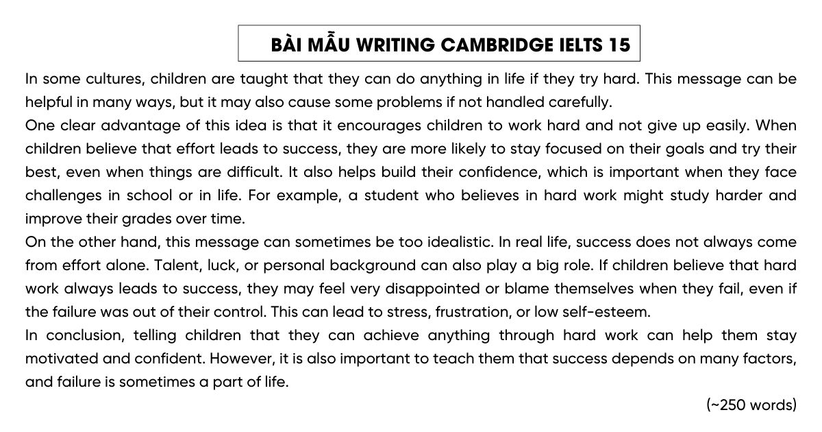 Bài mẫu và từ vựng hay đề Writing Cambridge IELTS 15