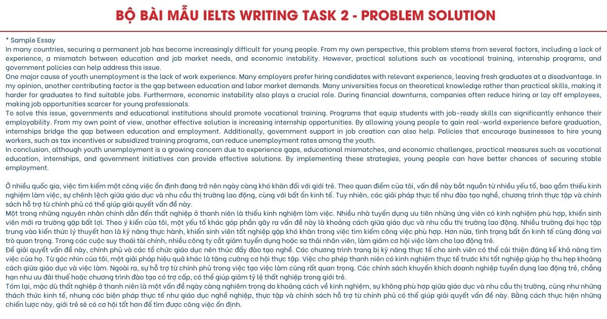 Tổng hợp bài mẫu Writing Task 2 Problem - Solution, Cause - Effect