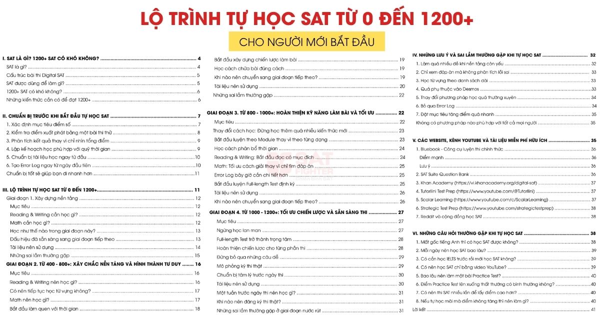 Lộ trình tự học SAT từ cơ bản đến nâng cao (từ 0 đến 1200+ SAT)