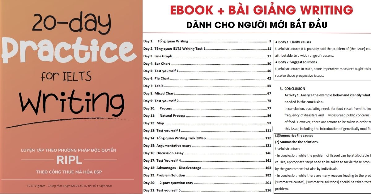 20-day Practice for IELTS Writing (pdf + video) cho người mới bắt đầu