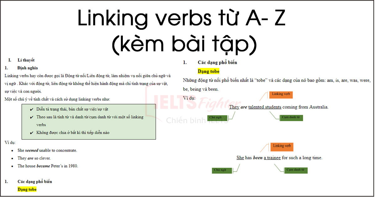 Linking verb - Các động từ nối thường gặp và bài tập có đáp án