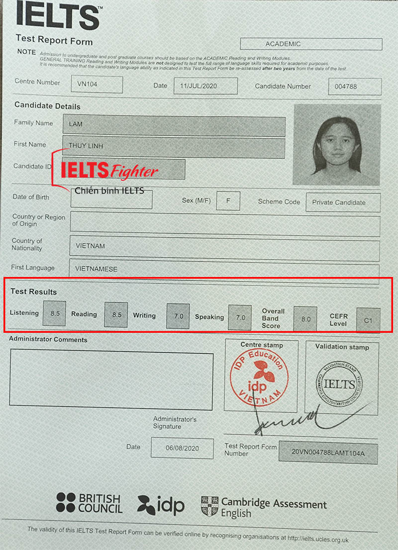 Kế hoạch học 8.0 IELTS của Linh