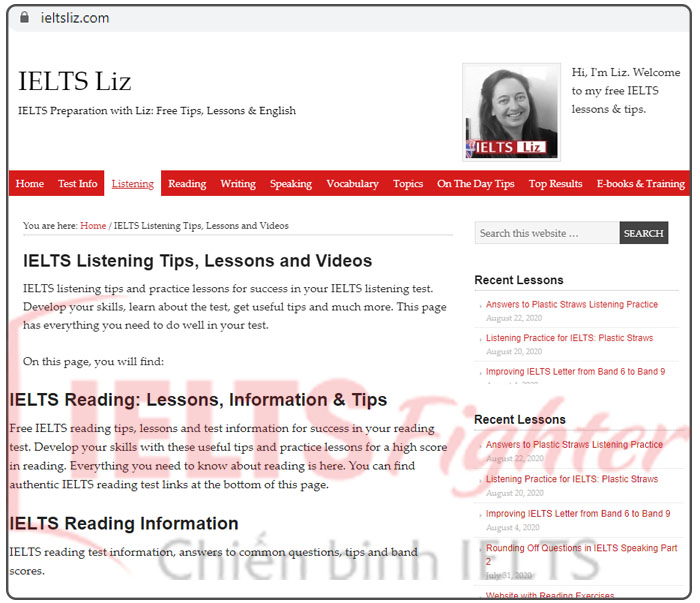 Những website học IELTS online miễn phí  IELTS-Liz 