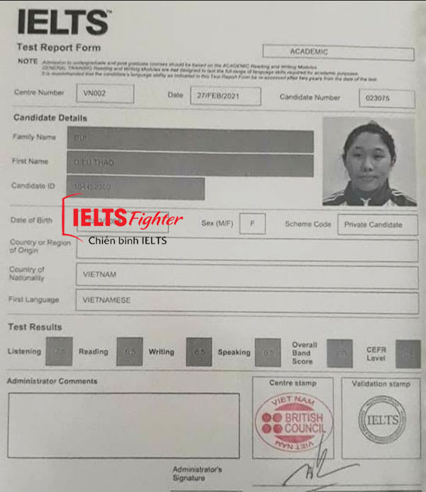 Học IELTS trực tuyến Thảo 7.0 IELTS