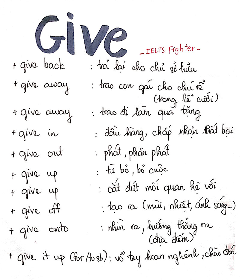 phrasal verbs with give