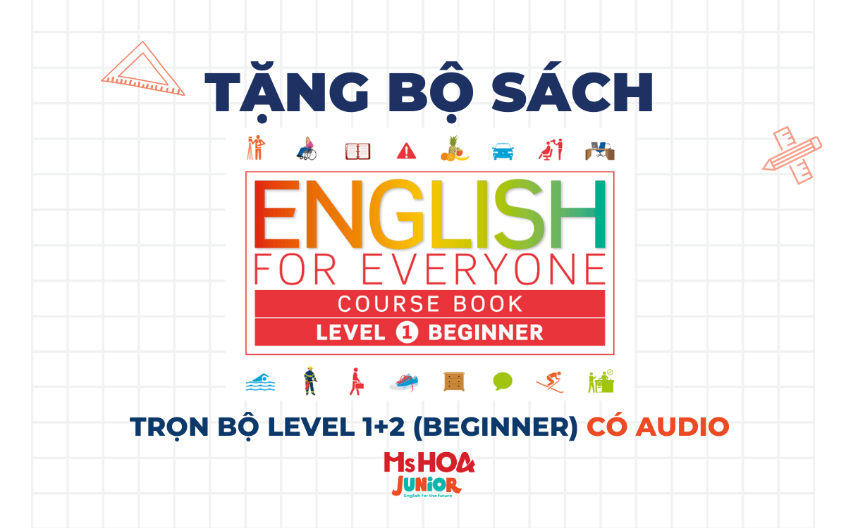 Bộ sách English For Everyone - Beginner Level 1 và 2 (Sách học và bài tập)