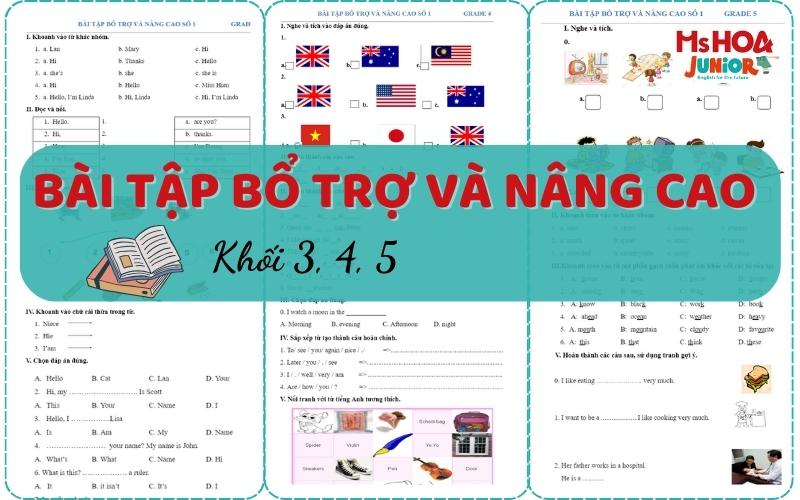 Bài tập tiếng Anh bổ trợ và nâng cao cho con lớp 3, 4, 5 chuẩn BGD