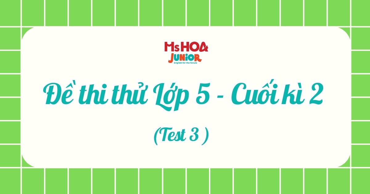Đề thi thử BGD - Lớp 5 - Cuối kì 2 - Test 3