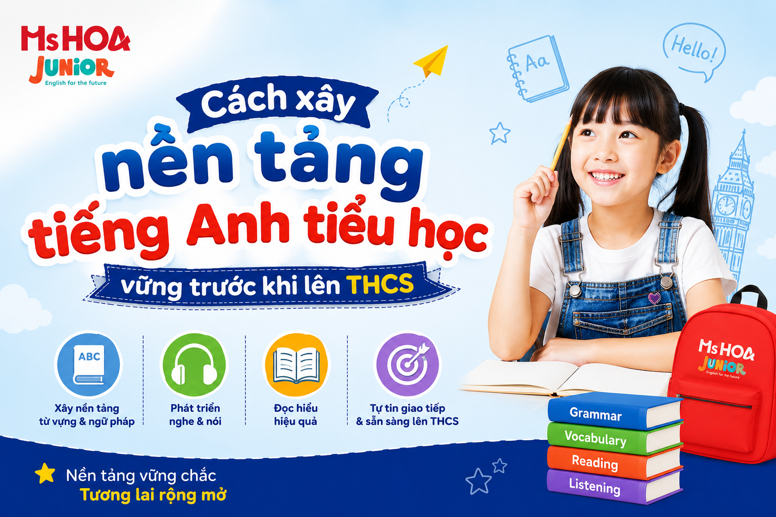 Cách xây nền tảng tiếng Anh tiểu học vững trước khi lên THCS