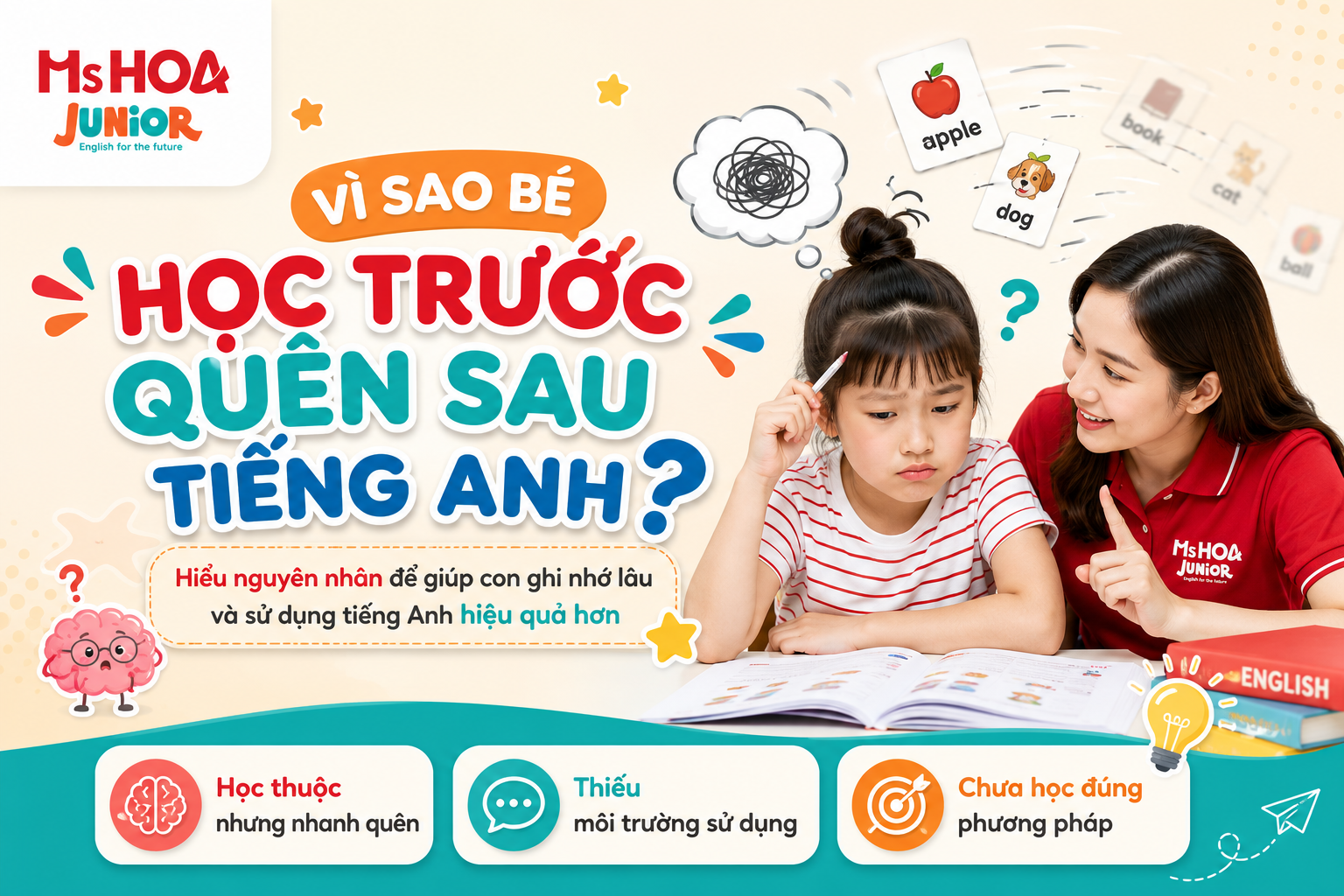 Vì sao bé học trước quên sau tiếng Anh?