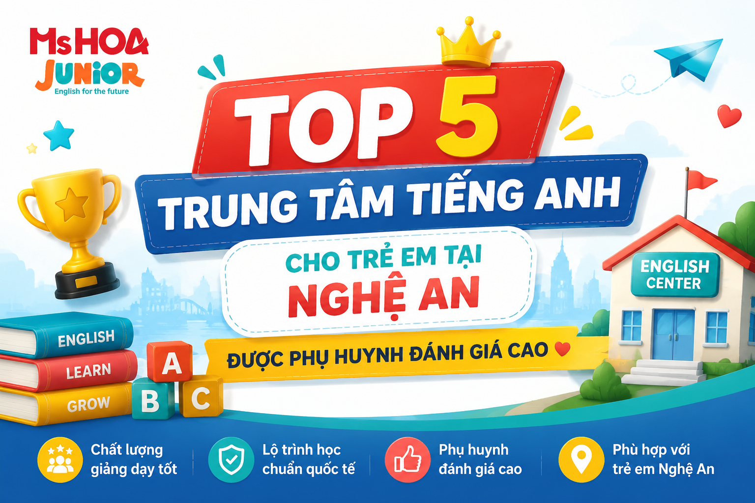 Top 5 trung tâm tiếng anh cho trẻ em tại Nghệ An được phụ huynh đánh giá cao