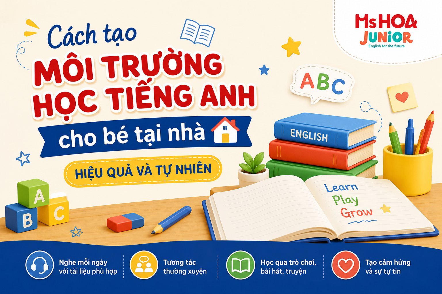 Cách tạo môi trường học tiếng Anh cho bé tại nhà hiệu quả và tự nhiên