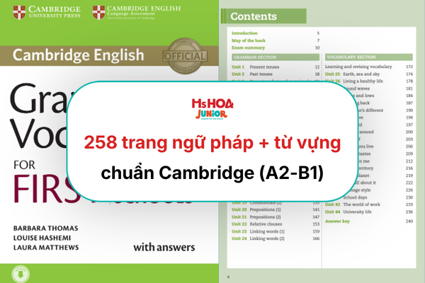 258 trang ngữ pháp + từ vựng chuẩn Cambridge (A2-B1)