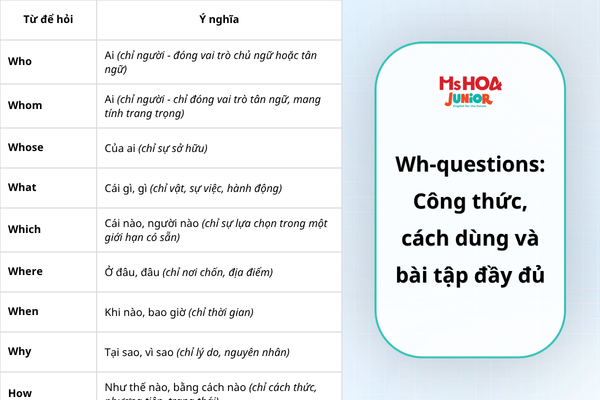 Wh-questions: Công thức, cách dùng và bài tập đầy đủ