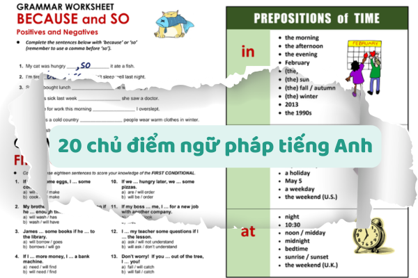 20 chủ điểm ngữ pháp tiếng Anh từ cơ bản đến nâng cao cần nắm vững