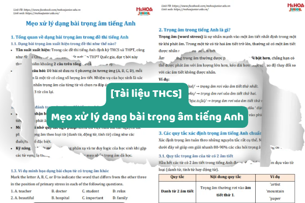 [Tài liệu THCS]  Mẹo xử lý dạng bài trọng âm tiếng Anh