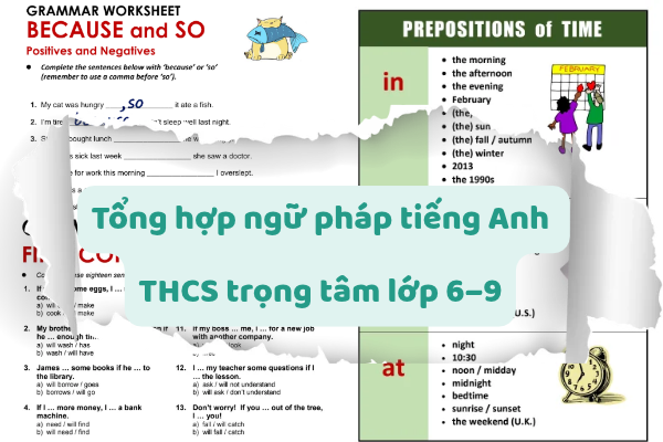 Tổng hợp ngữ pháp tiếng Anh THCS trọng tâm lớp 6–9